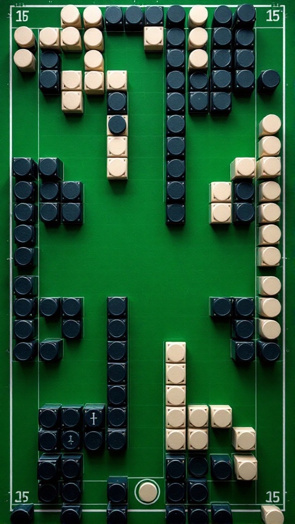 An Othello board showing black and white pieces in various formations.