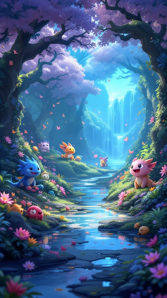 Colorful monsters and a beautiful landscape in Mino Monsters