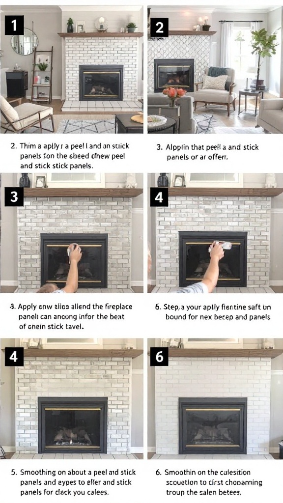 Step-by-step guide for applying peel and stick panels to a fireplace