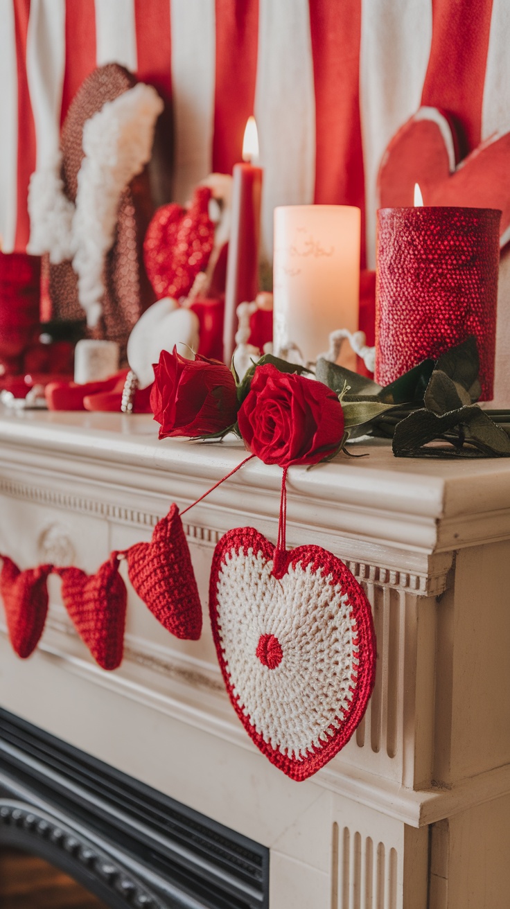 Crochet heart garland decoration for Valentine's Day