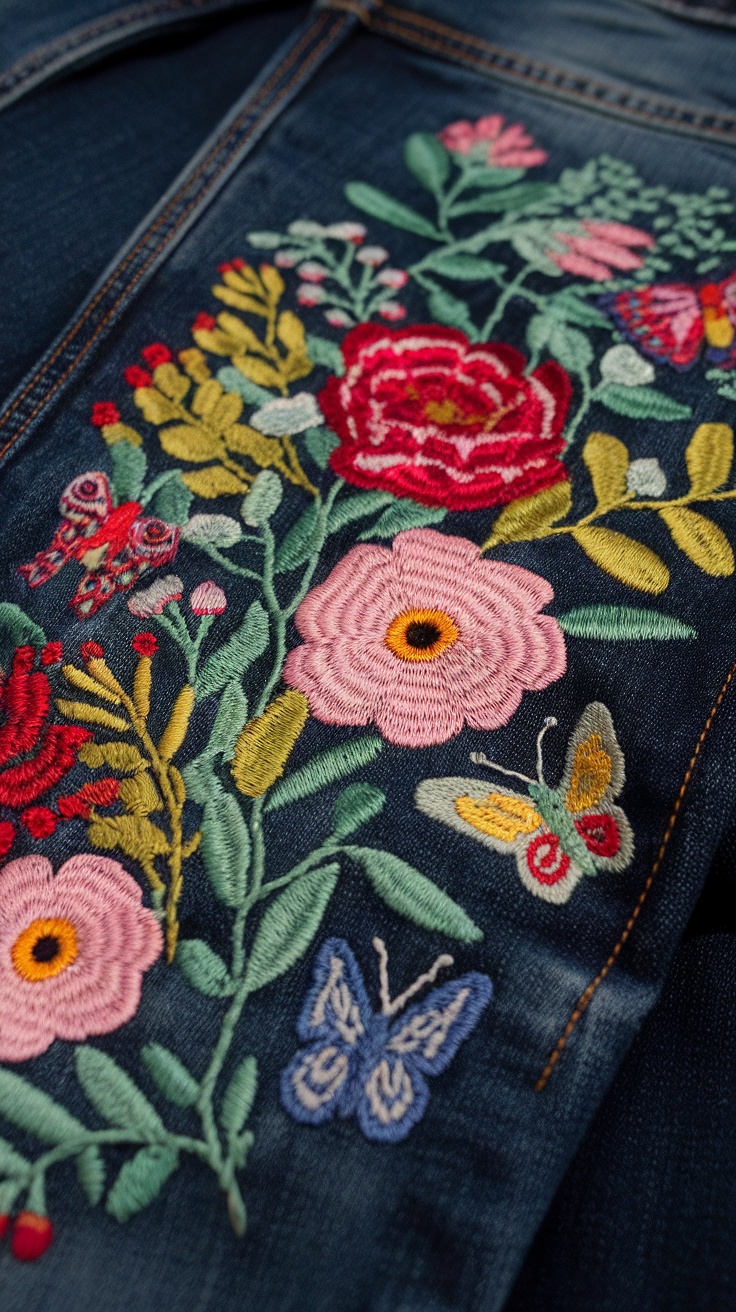 Pattern Embroidered Denim main image 0