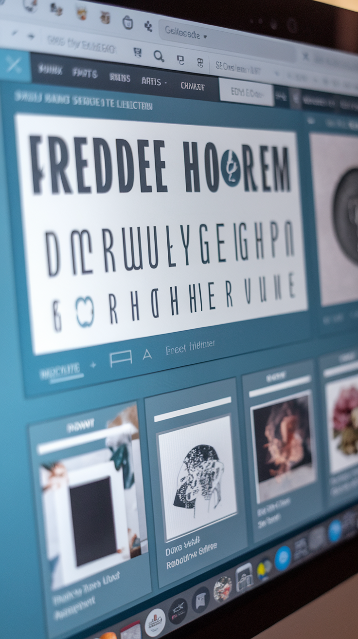 A close-up of a computer screen showing the Cricut design space with various fonts and designs.