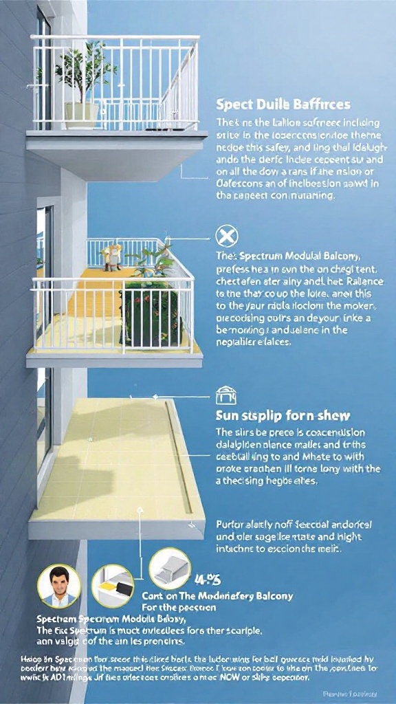 Illustration of the Spectrum Modular Balcony showcasing safety features.