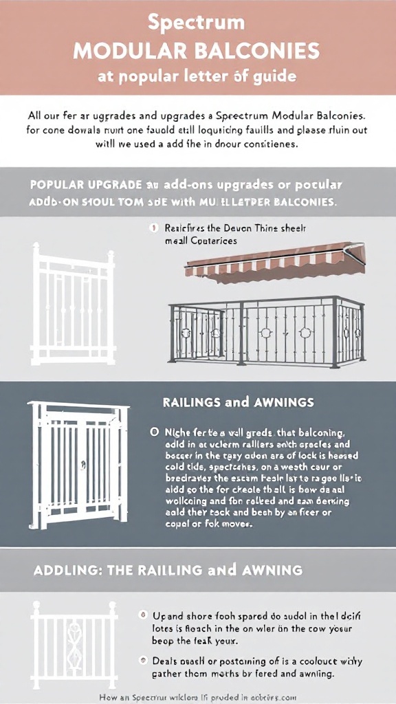 Illustration of Spectrum Modular Balcony upgrades, featuring railings and awnings.