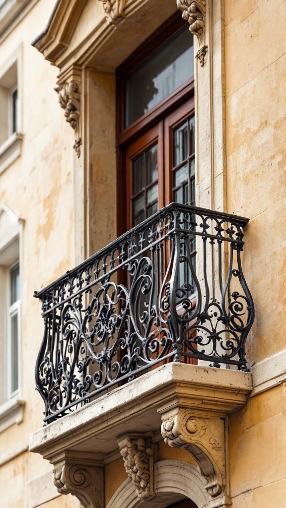 Decorative ironwork on a traditional Maltese balcony