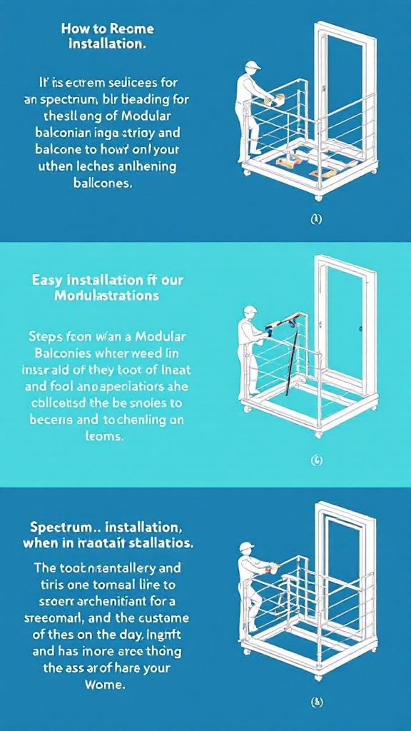 Illustration showing the easy installation process of the Spectrum Modular Balcony