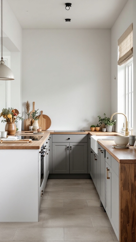 Stylish multi-purpose kitchen with workstation and natural decor.