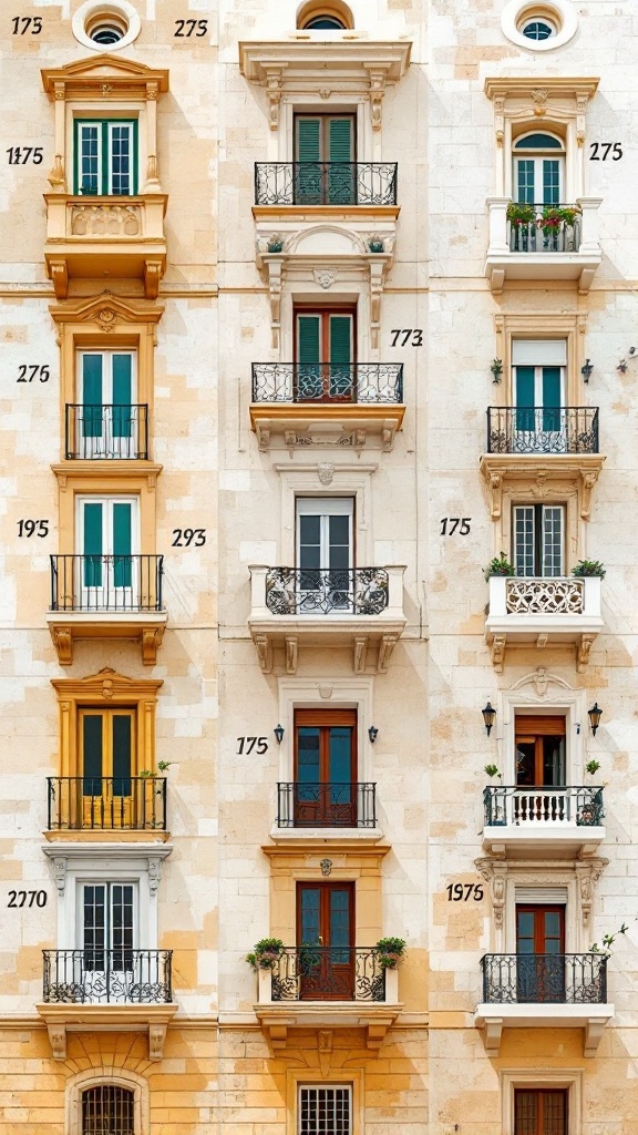 Different styles of traditional Maltese balconies showcasing their evolution.