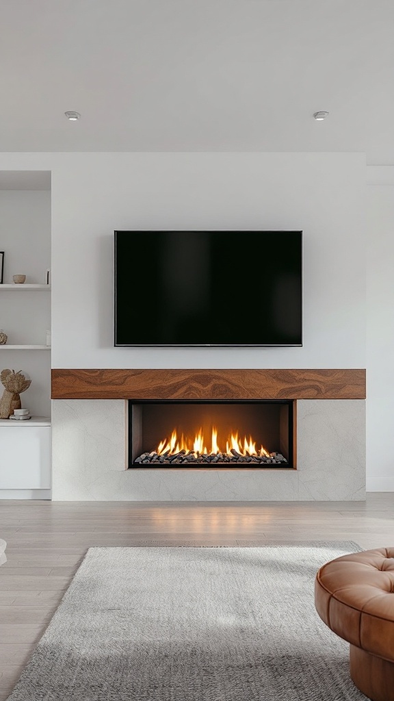 Modern fireplace design with a TV mounted above it