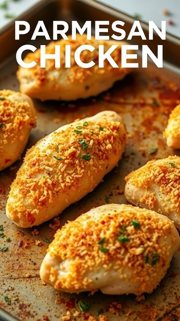 Baked Parmesan Crusted Chicken with a crispy topping