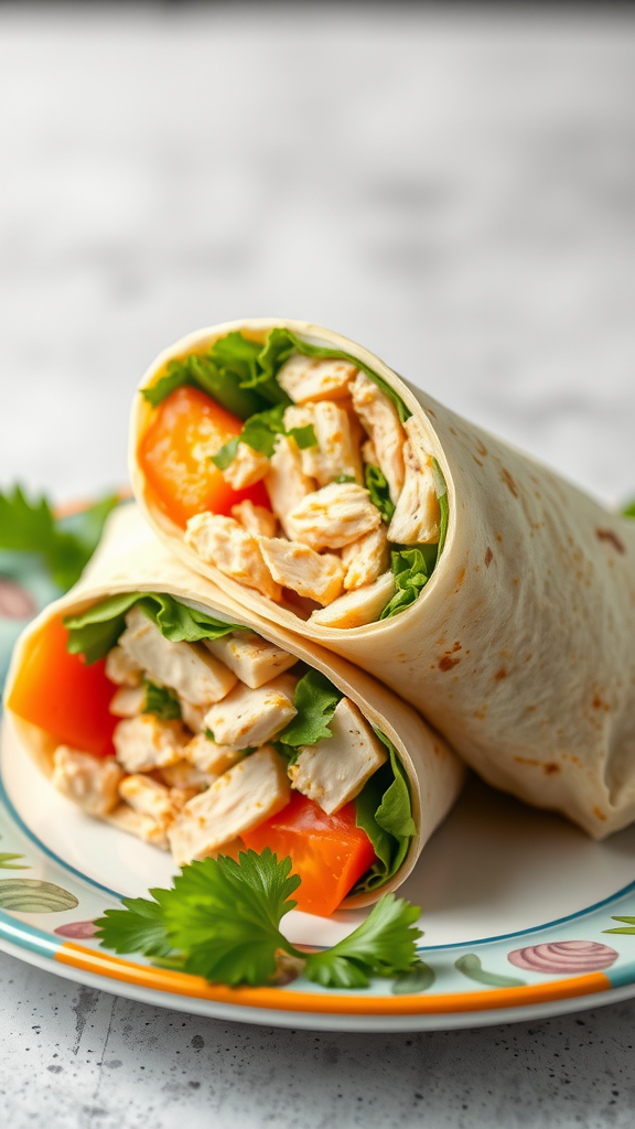 Chicken Caesar Wraps filled with lettuce and tomatoes