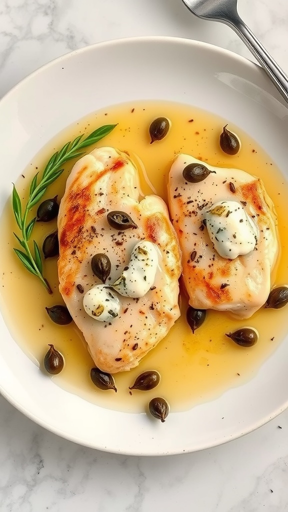 Chicken Piccata with Lemon Sauce served on a plate