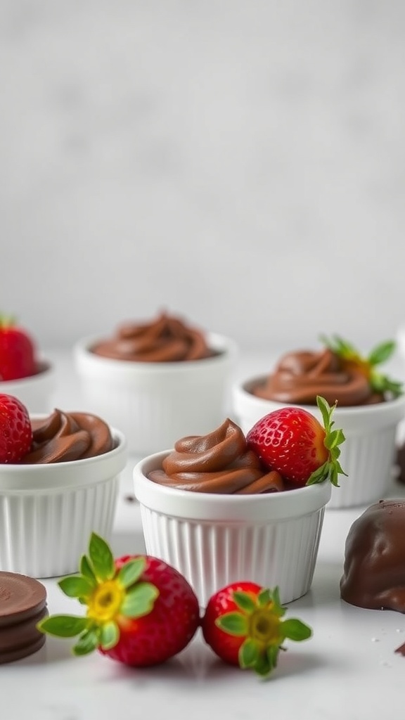 Chocolate Covered Strawberry Cups with fresh strawberries and chocolate topping