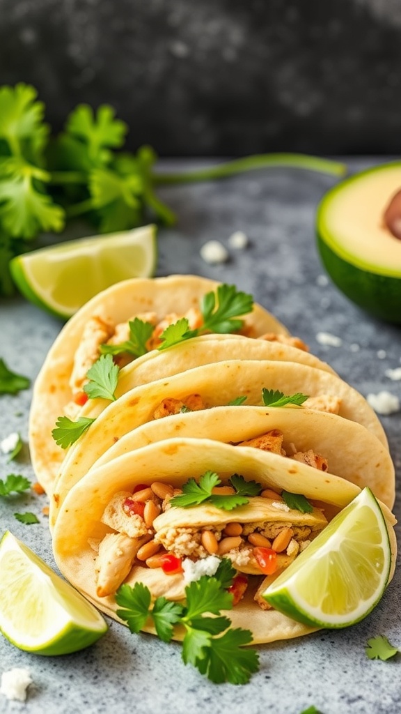Cilantro Lime Chicken Tacos with fresh toppings