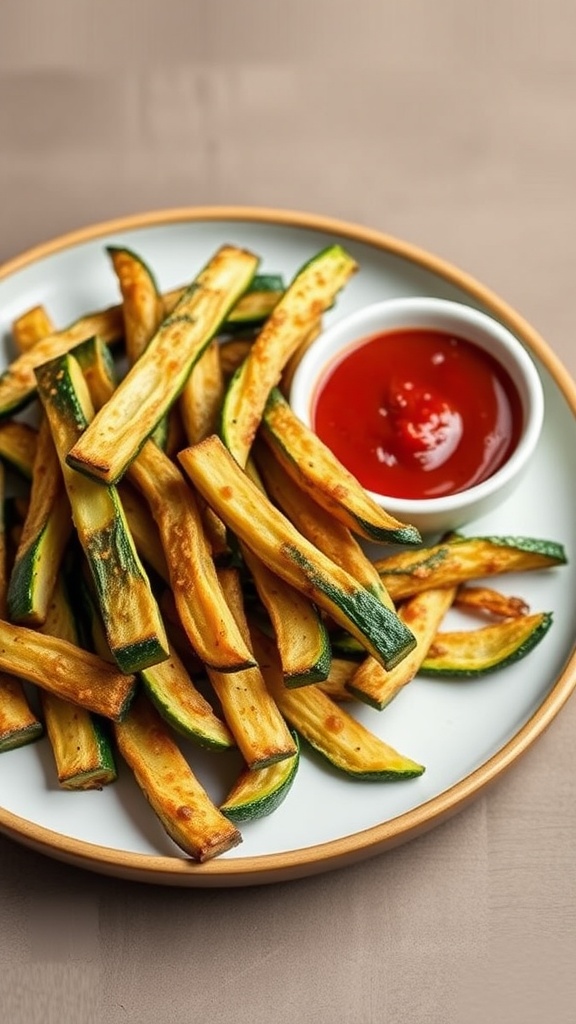 Crispy zucchini fries served with marinara sauce