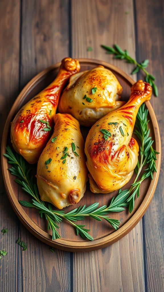 Roasted chicken legs with herbs and garlic