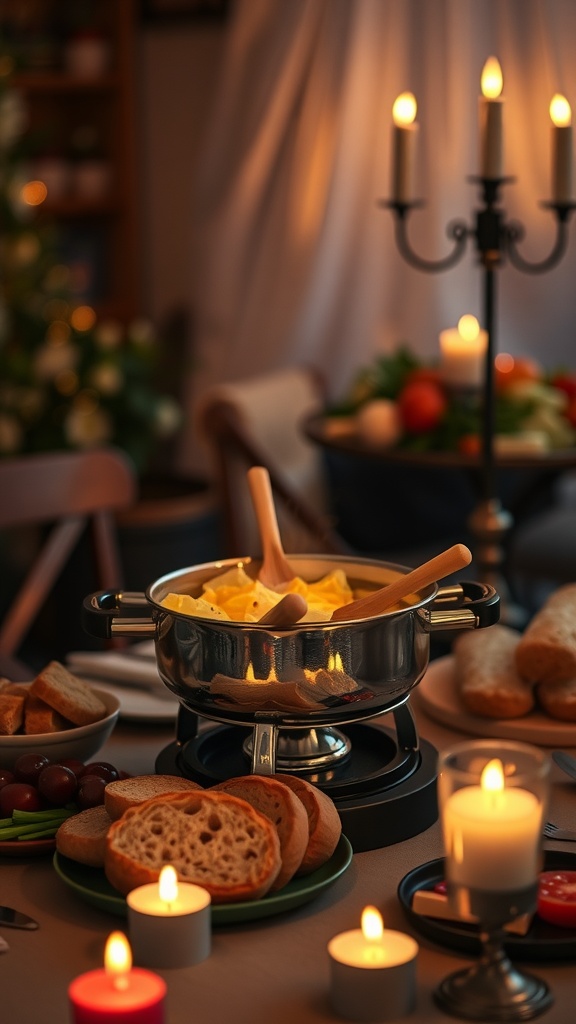 A cozy fondue setup perfect for a romantic dinner.