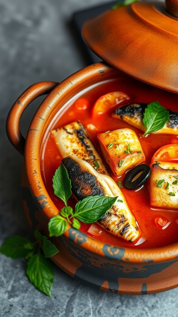 A traditional Brazilian fish stew cooked with coconut milk and spices.
