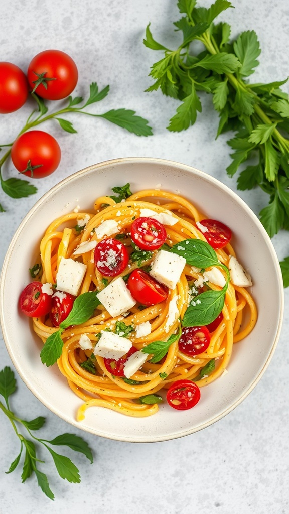 A vibrant bowl of Pasta Primavera with seasonal vegetables.