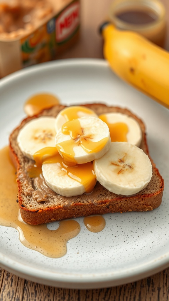 Peanut Butter Banana Toast with honey and cinnamon