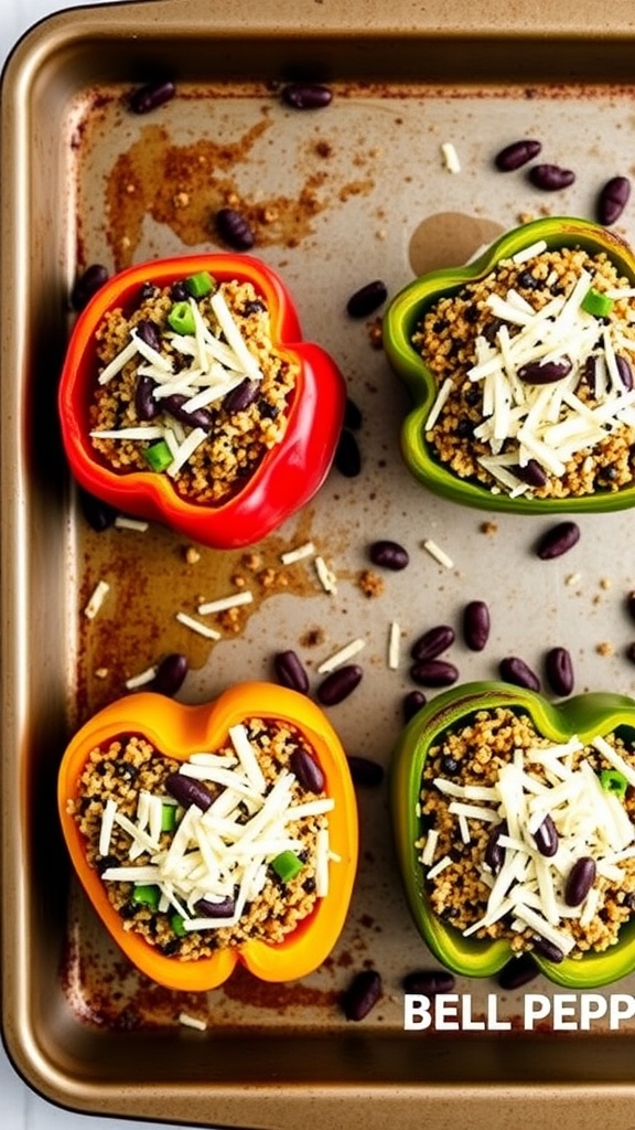 Quinoa stuffed bell peppers with cheese and black beans