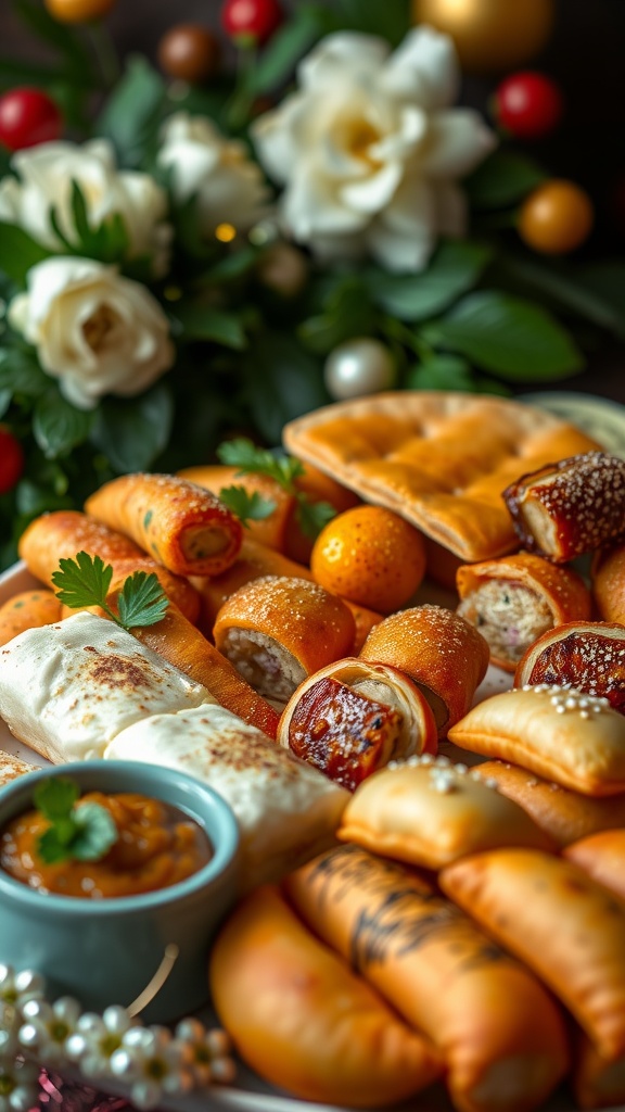 A variety of Brazilian savory snacks arranged on a platter.