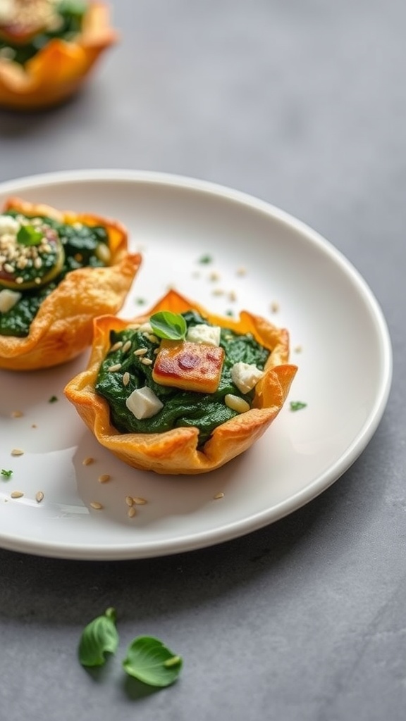 Savory spinach and feta puffs served on a plate