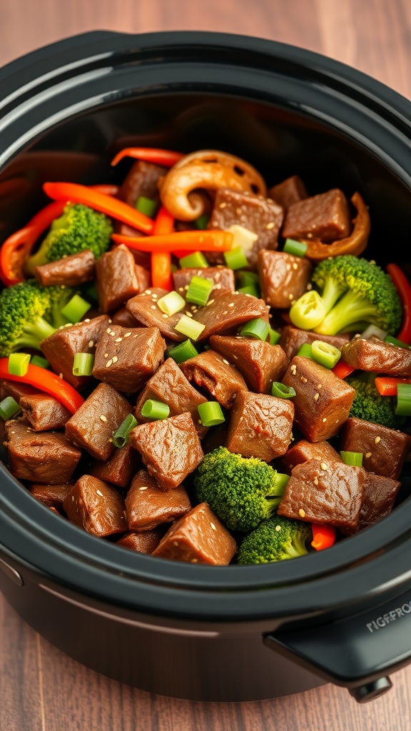 Spicy Beef and Broccoli Stir-Fry in a slow cooker