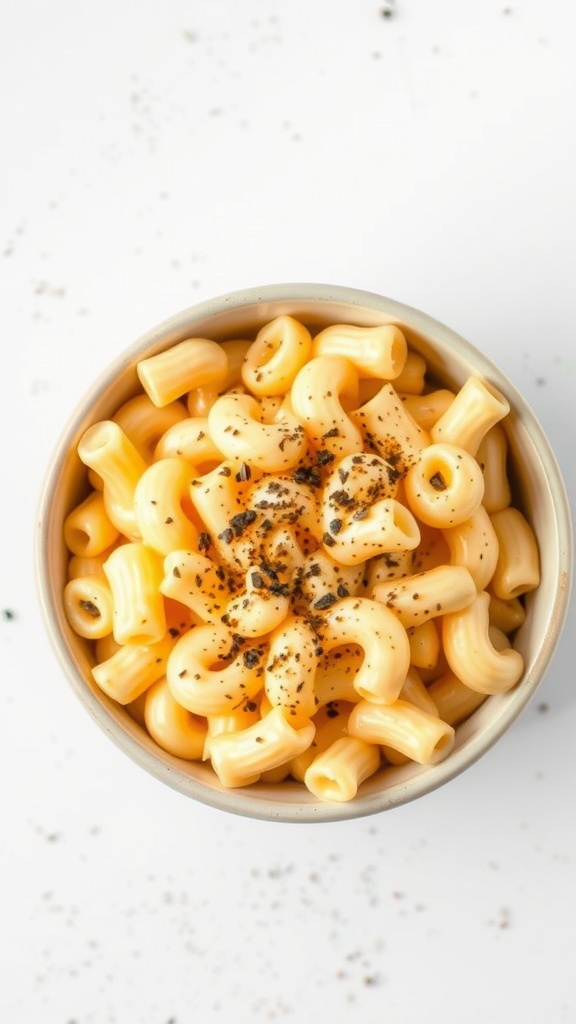 Creamy stovetop mac and cheese in a bowl