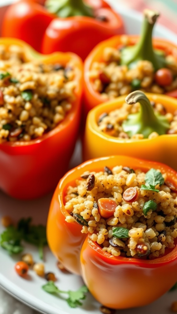 Stuffed bell peppers with quinoa and vegetables.