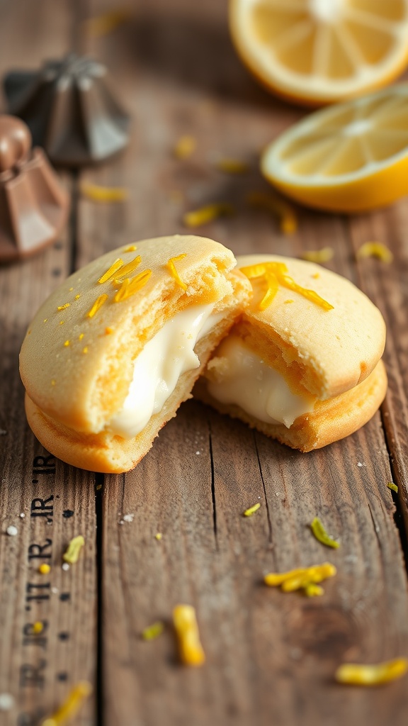 Delicious lemon vanilla cream filled madeleine cookies