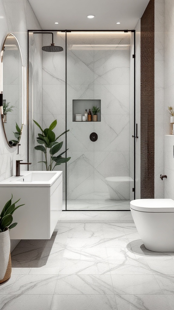Modern bathroom with anti-slip surface flooring