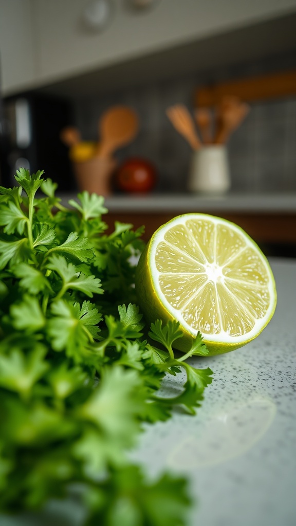 Fresh herbs and lime for Pico de Gallo