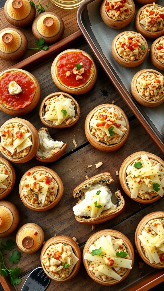 BBQ Chicken Cream Cheese Stuffed Mushrooms