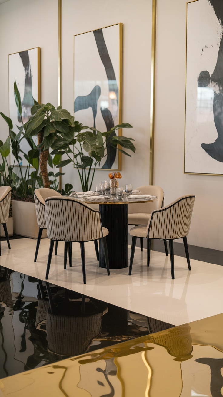 A stylish black and white checkerboard epoxy floor in a modern interior setting.