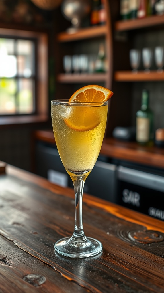 A refreshing Blarney Stone Sour cocktail garnished with an orange slice, ideal for St. Patrick's Day celebrations.