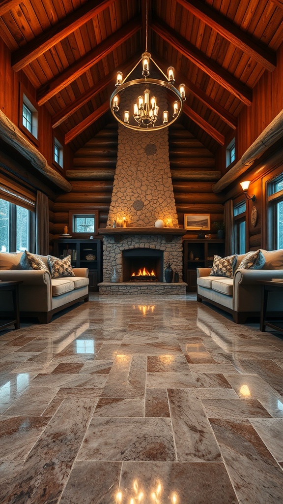Vibrant geometric patterns on epoxy flooring in a modern interior space.