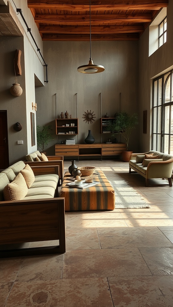 A split image showing two types of cement flooring: one side with tan concrete and the other with polished concrete.
