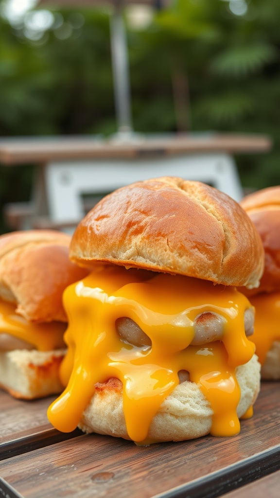 Cheesy Hawaiian Roll Sliders with melted cheese