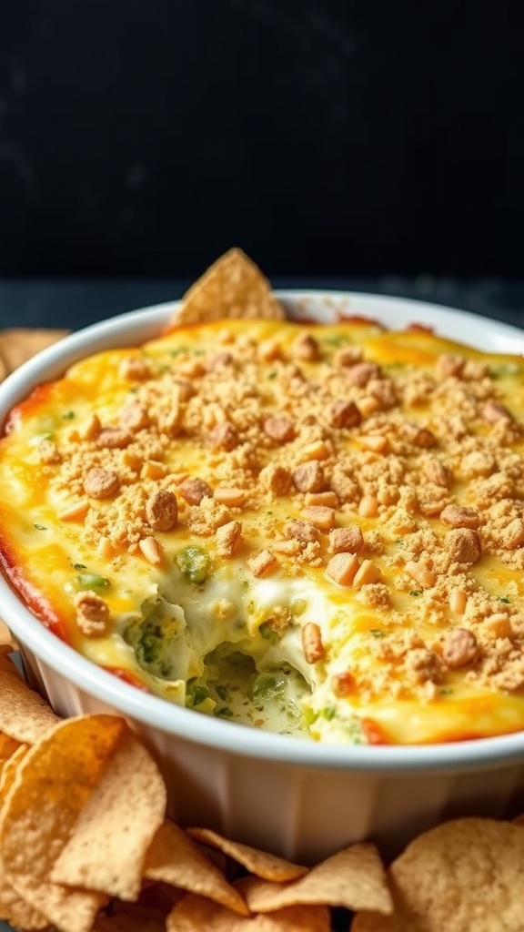 A delicious cheesy jalapeño popper dip served with tortilla chips.