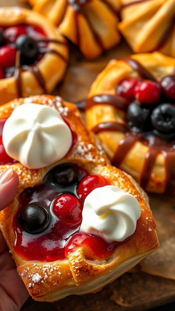 Cherries Jubilee Puff Pastry with whipped cream