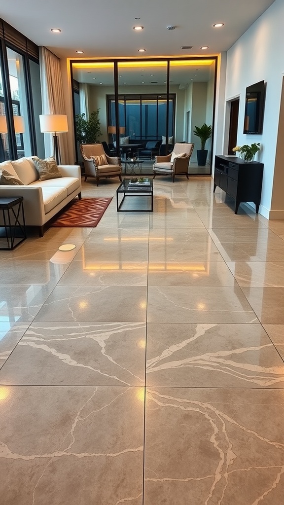 Chic matte finish epoxy floor in a modern living room setting