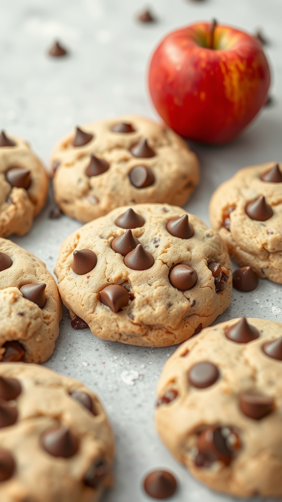 Chocolate Chip Candy Apple Cookies with fresh apples