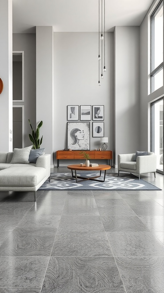 Color swatches for epoxy floors displayed on a table