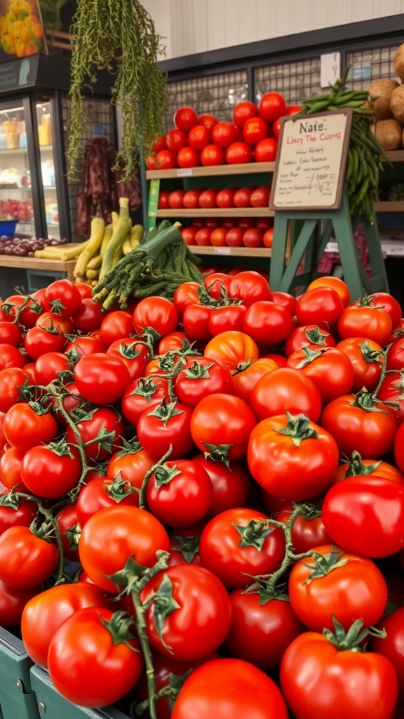 Fresh tomatoes in a market, perfect for making Pico de Gallo.