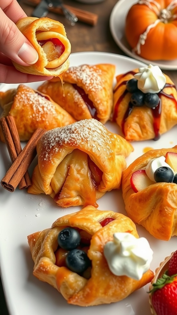 Golden flaky apple turnovers with fruit filling