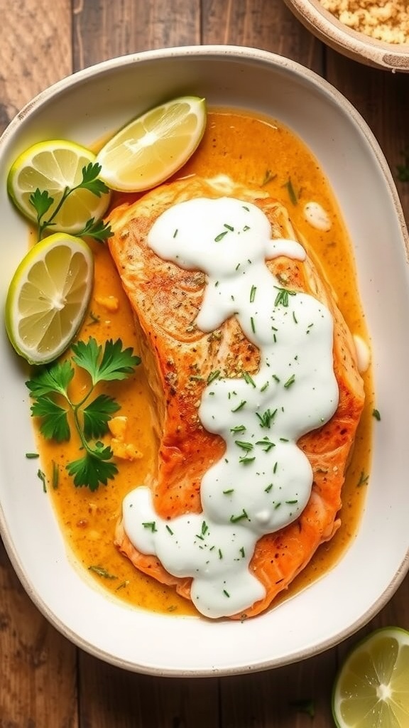 Coconut Curry Baked Salmon with Dill