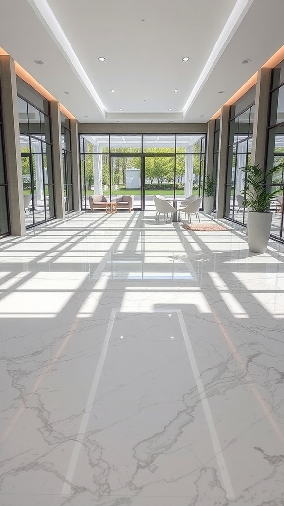 A vibrant and colorful epoxy floor featuring a mosaic pattern, enhancing a modern home interior.