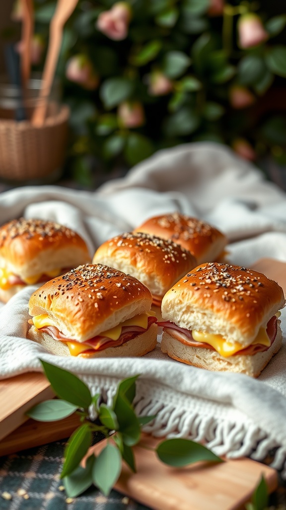Delicious ham and cheese sliders on a cozy table setting