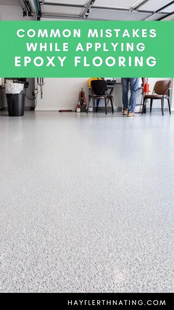 Image showing epoxy flooring application with tools and workspace.